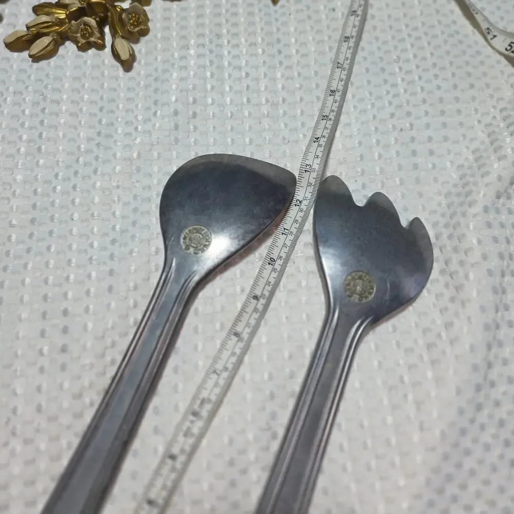 WILTON ARMETALE FLUTES AND PEARLS PEWTER SALAD FORK SPOON SET
